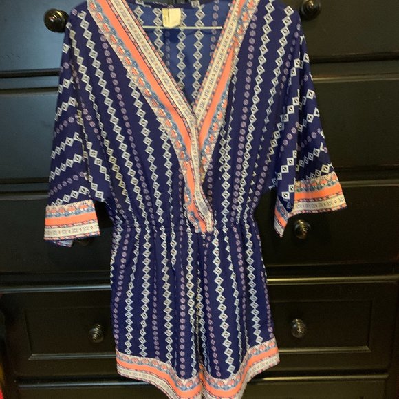 Jumpsuit, Blue with diamonds, large, poly, handmade in India - Picture 2 of 7